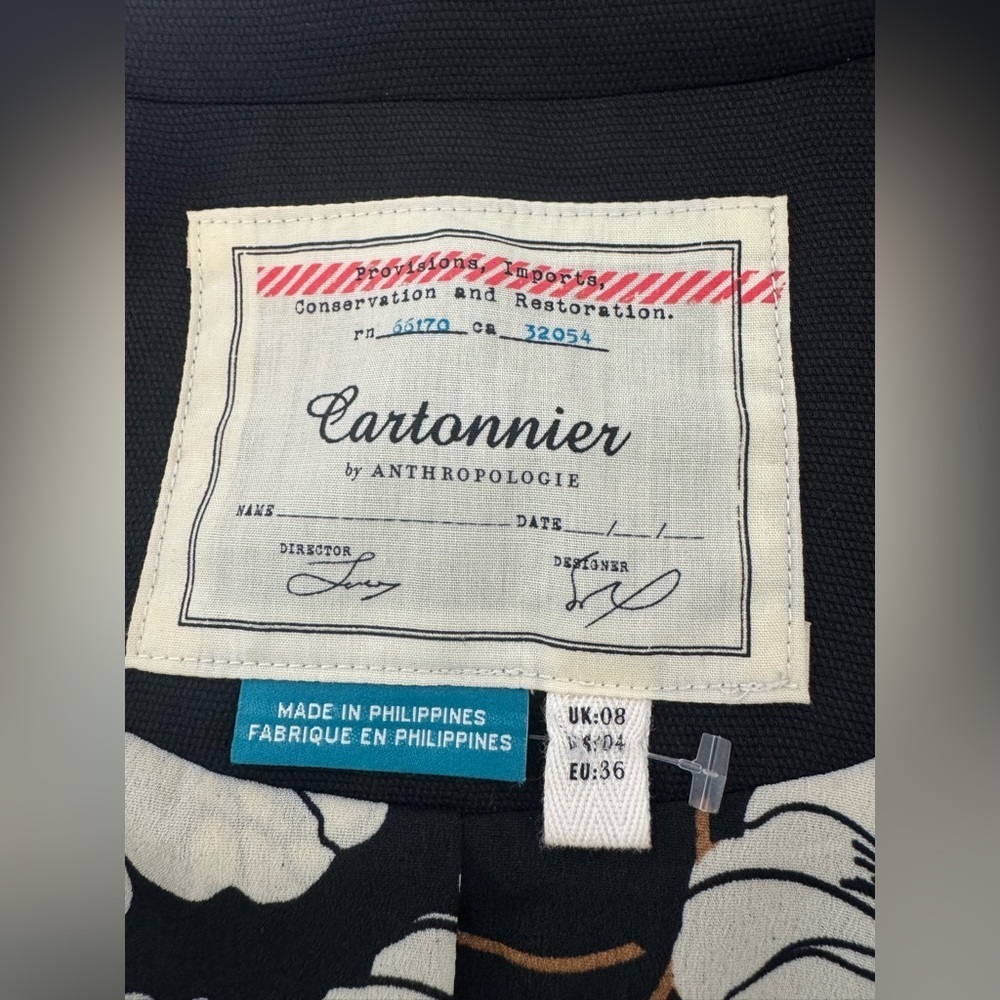 Cartonnier by Anthropologie Black Open Front Blazer Career Office Evening Size 4 - Picture 8 of 8